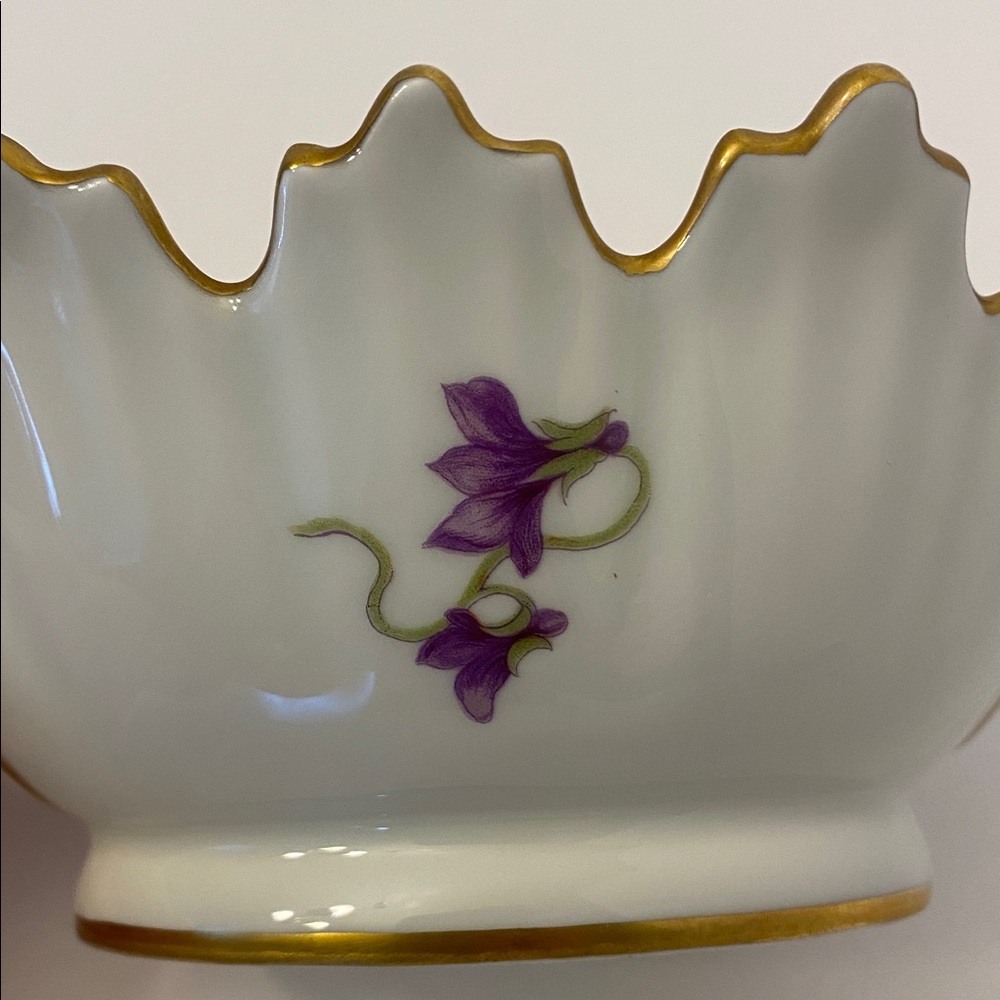 Vintage Limoges France Dish Candy Trinket Porcelain Violets Floral Gold Gilt Rim - Picture 15 of 16